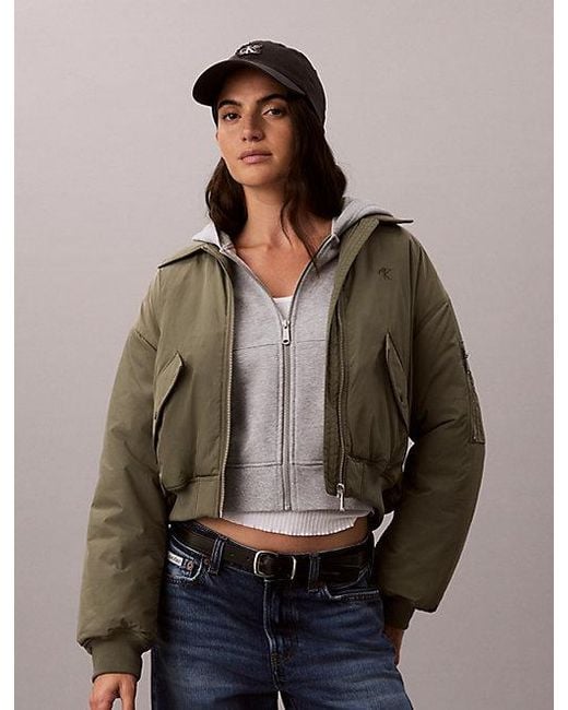 Calvin Klein Blue Jeans Lightly Padded Short Bomber Jacket