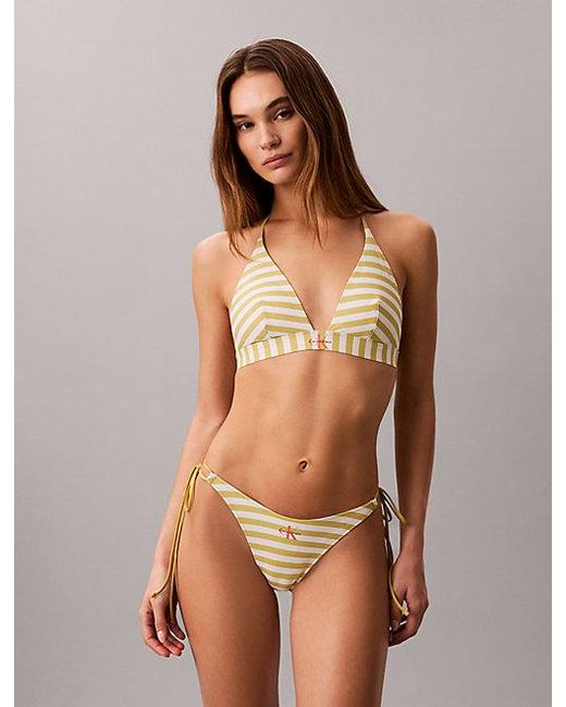 Calvin Klein Brown Halter Triangle Bikini Top Ck Monogram