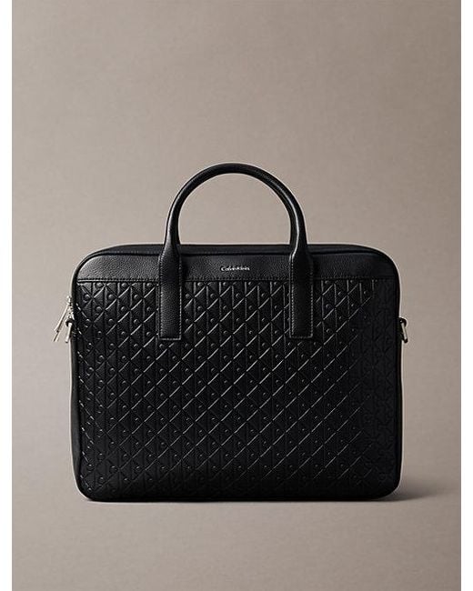 Calvin Klein Pendlertasche Mit Geprägtem Monogramm-Logo in Black für Herren