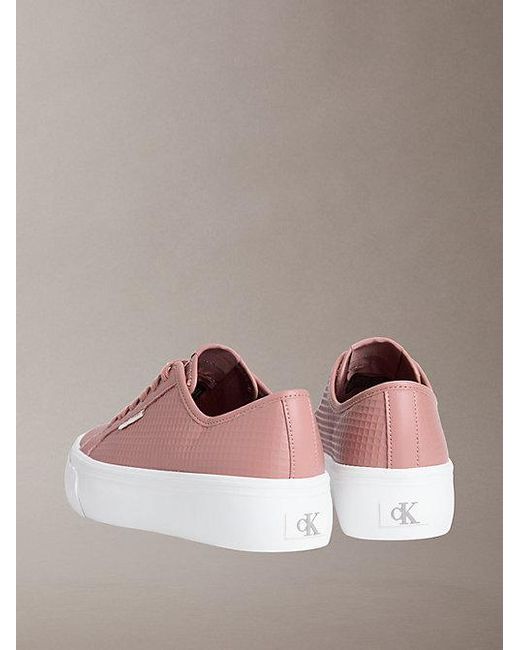 Calvin Klein Pink Valentina Leather Platform Trainers