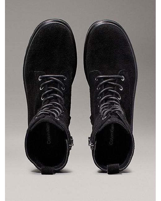 Calvin Klein Suède Plateaulaarzen in het Black
