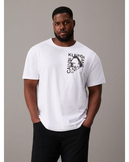 Calvin Klein White Plus Size Graphic Logo T-shirt for men