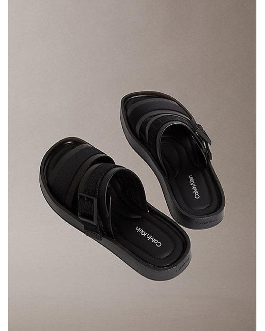 Calvin Klein Multicolor Ck Milo Leather Logo Jacquard Sandals for men
