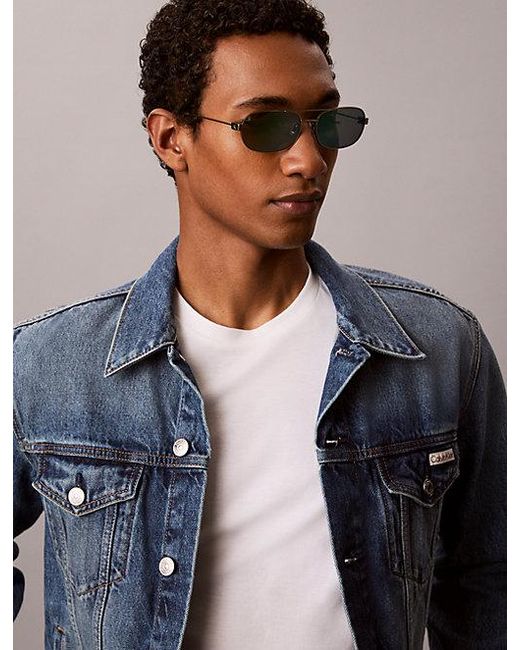 Calvin Klein Green Oval Sunglasses Ckj26202S for men