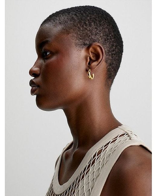 Calvin Klein Metallic Twisted Ring Hoop Earrings
