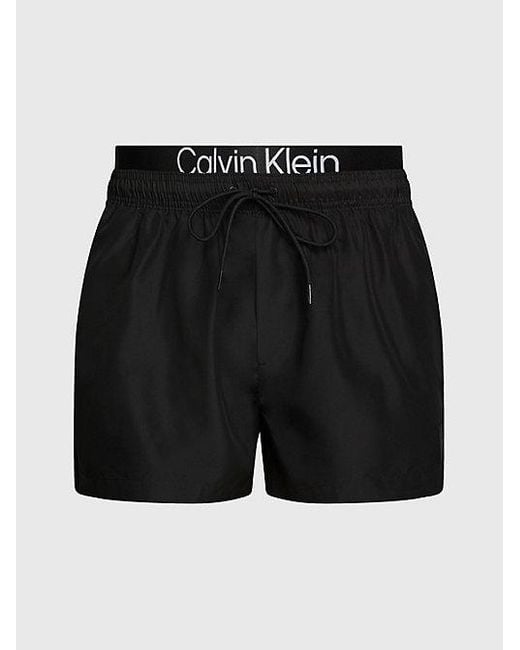 Bañador corto con cinturilla doble - CK Steel Calvin Klein de hombre de color Black