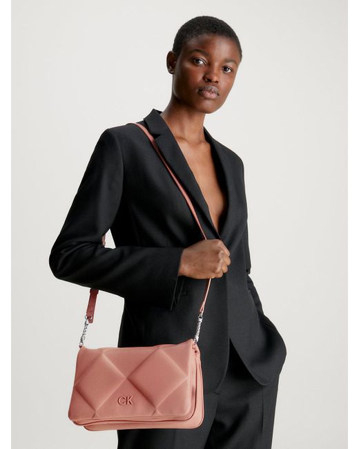 Calvin Klein Pink Quilted Convertible Shoulder Bag