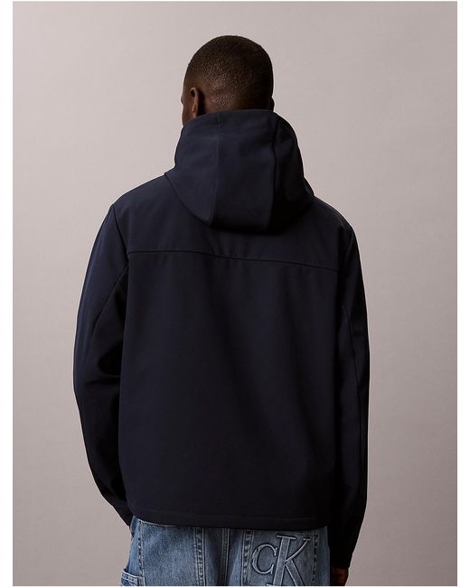 Calvin Klein Blue Softshell Lined Hooded Jacket for men