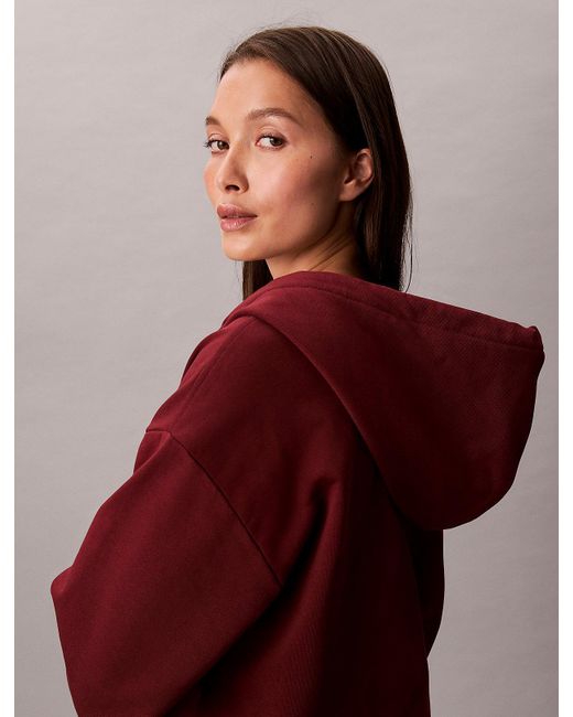 Sweat À Capuche Zippé Avec Monogramme Calvin Klein en coloris Red