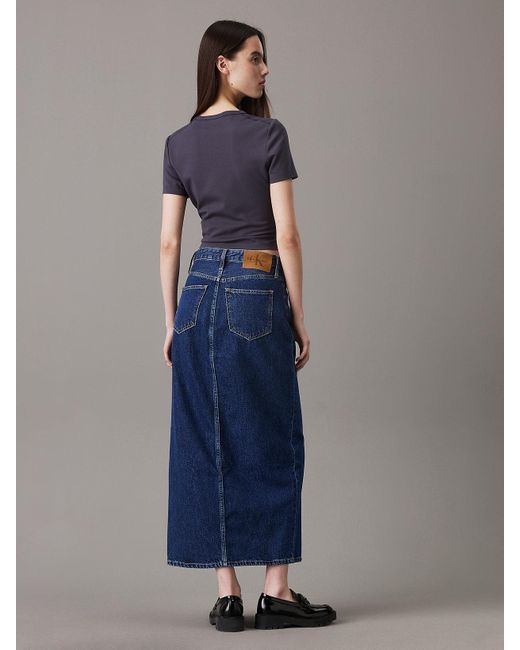 Jupe Longue En Jean Calvin Klein en coloris Blue