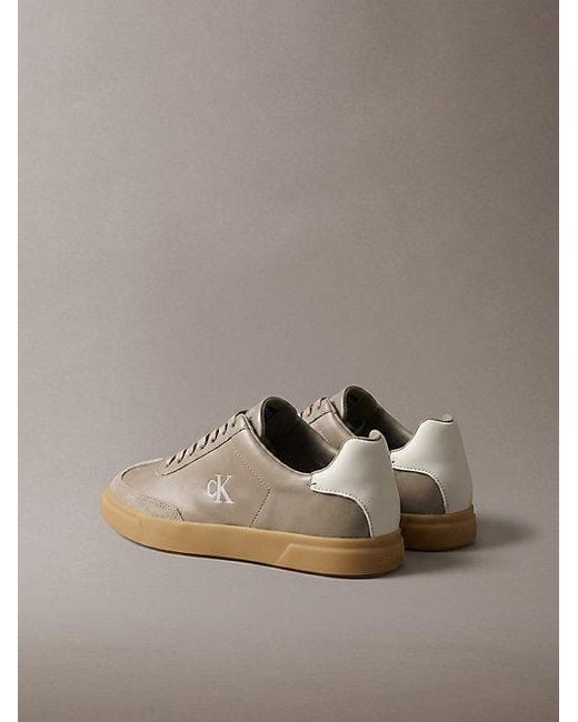 Calvin Klein Gray Leather Signature Logo Trainers