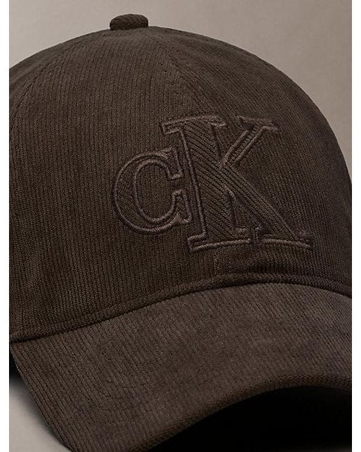 Calvin Klein Brown Corduroy Logo Embroidery Cap for men