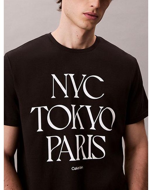 Calvin Klein Black Jeans Flagship Cities Graphic Relaxed T-Shirt for men