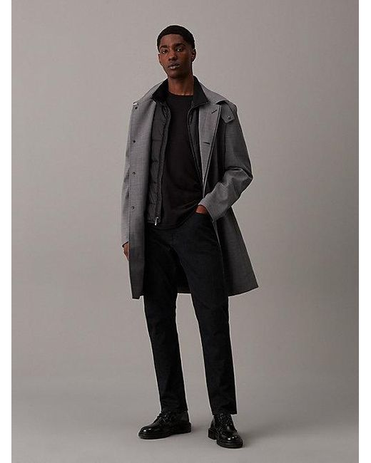 Abrigo tres cuartos de mezcla de lana Calvin Klein de hombre de color Gray