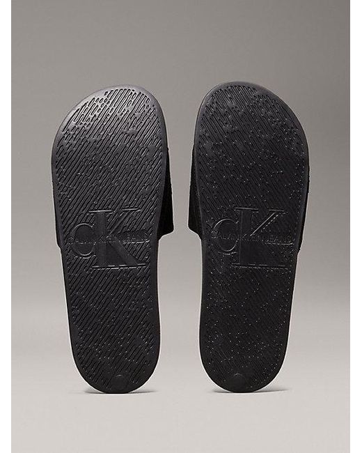 Calvin Klein Slippers Aus Canvas Mit Logo in Gray für Herren