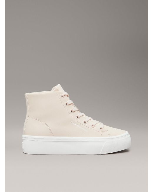 Calvin Klein Natural Leather Platform High-Top Trainers