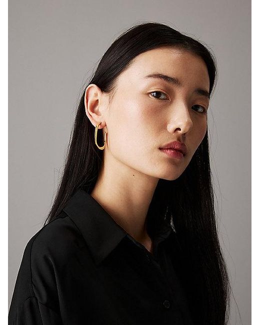 Calvin Klein White Sculpted Hoop Earrings