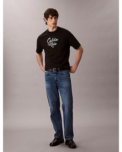Calvin Klein Relaxed T-Shirt Met Grafisch Scriptlogo in het Blue voor heren