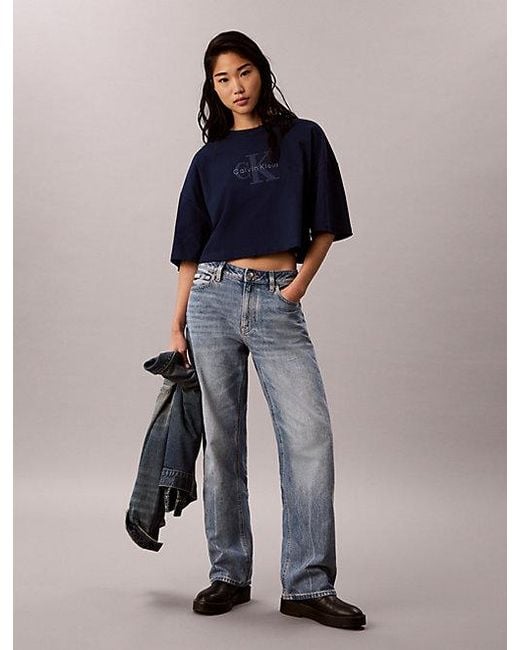 Calvin Klein Blue Jeans Denim Monologo Boxy T-Shirt