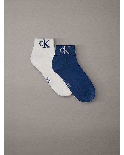 Calvin Klein Blue 2 Pack Soft Cotton Stretch Ankle Socks for men