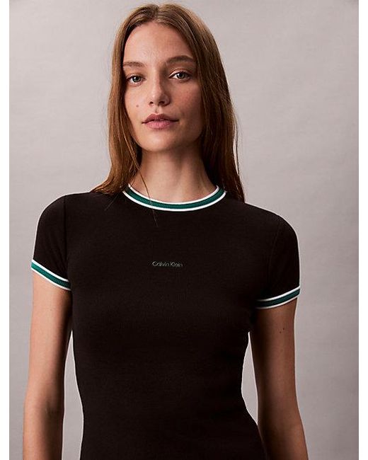 Calvin Klein Black Jeans Sporty Slim Ribbed T-Shirt Dress
