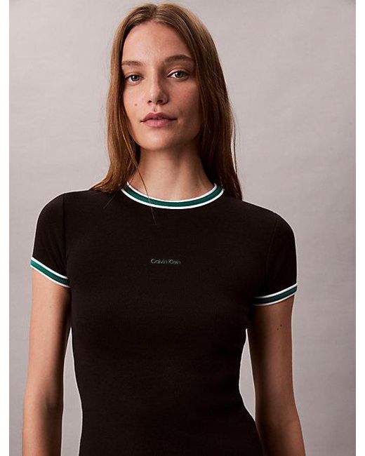 Calvin Klein Black Sportliches, Schmales Geripptes T-Shirt-Kleid