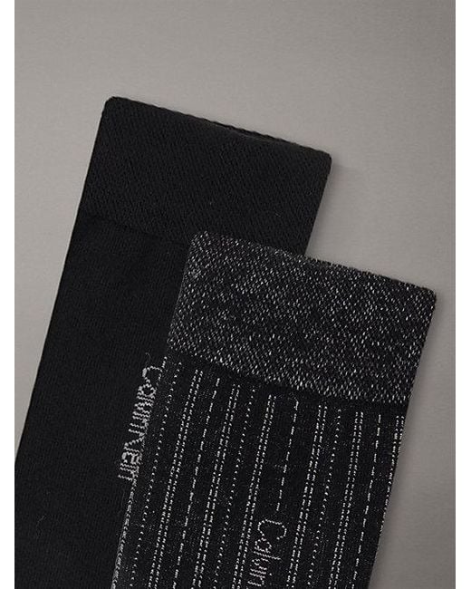 Calvin Klein Black 2 Pack Soft Stretch Stripe Crew Socks for men