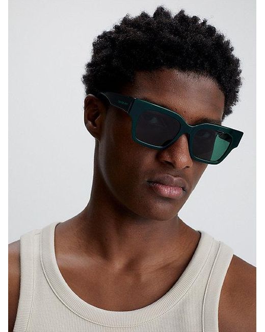 Calvin Klein Blue Jeans Rectangle Sunglasses