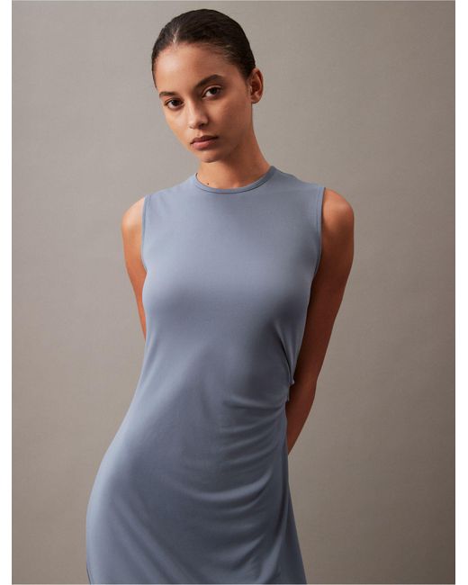 Calvin Klein Gray Refined Jersey Gathered Dress