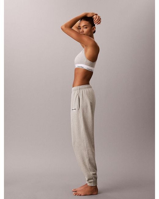 Calvin Klein Gray Cotton Blend Terry Lounge Joggers