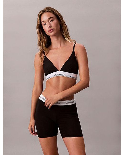 Calvin Klein Black Unlined Triangle Bralette Icon Cotton Modal