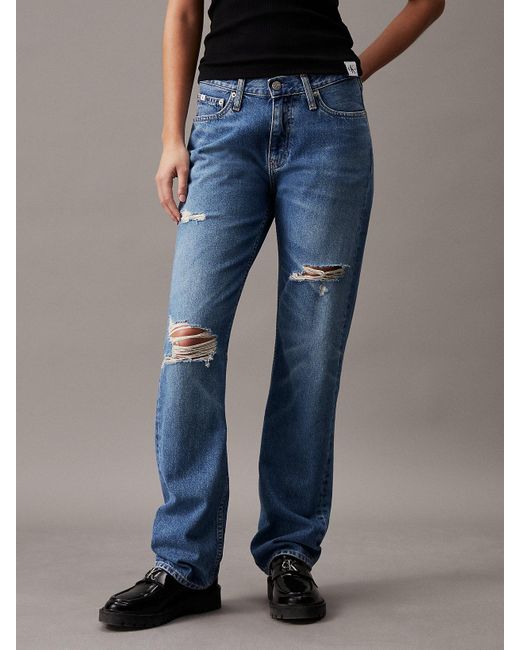 Calvin Klein Blue Low Rise Straight Jeans