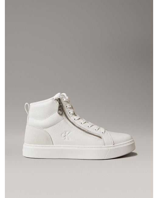 Calvin Klein Natural Leather Zip High-Top Trainers for men