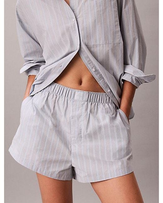 Calvin Klein Multicolor Relaxed Button Down Pyjama Shirt Cotton Poplin