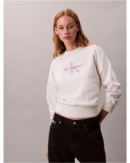 Calvin Klein Pink Calvin Klein Monogram Logo Fleece Relaxed Sweatshirt