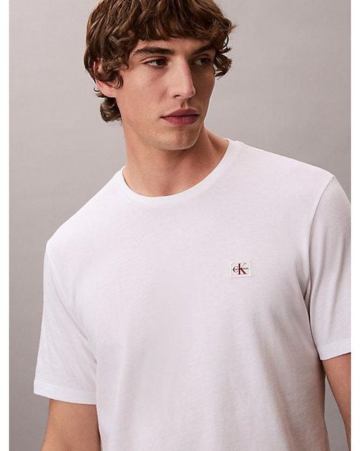 Calvin Klein White 2 Pack Cotton Badge T-Shirts for men