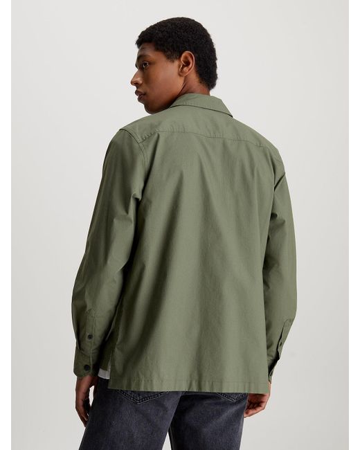 Calvin Klein Green Ripstop Utility Shirt Jacket for men