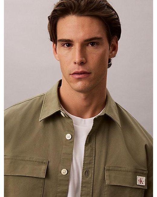 Calvin Klein Brown Jeans Comfort Cotton Utility Overshirt for men