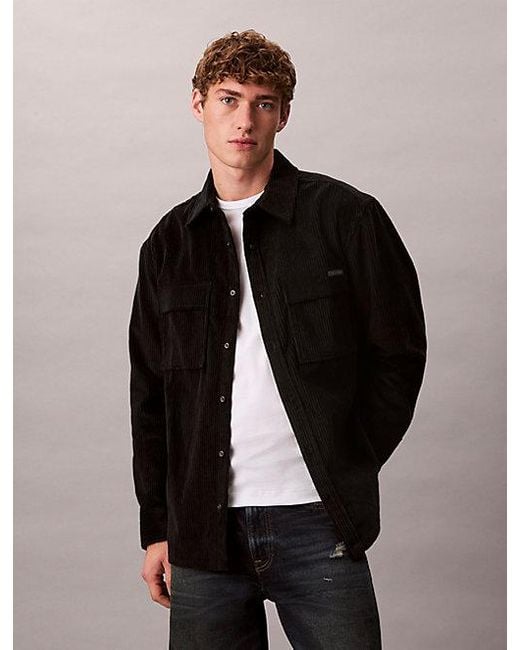 Calvin Klein Lässiges Button-Down-Hemd Aus Kordsamt in Black für Herren