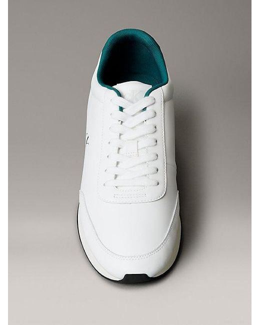 Calvin Klein Leren Hardloopsneakers Met Signature Logo in het Metallic voor heren
