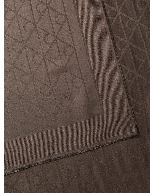 Calvin Klein Brown Satin Jacquard Logo Scarf