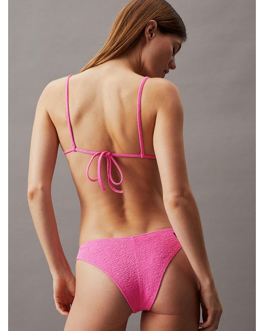 Calvin Klein Pink Bandeau Bikini Top - Ck Monogram Texture