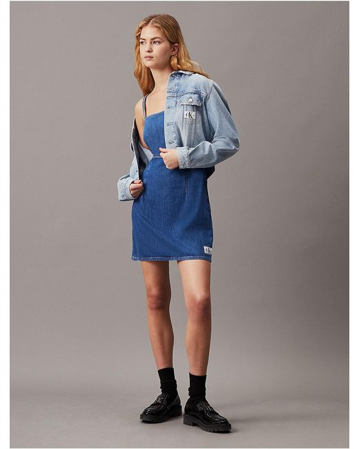 calvin klein denim overall dress Vintage Calvin Klein Kids Girls Denim Bib Overall Dress 3T