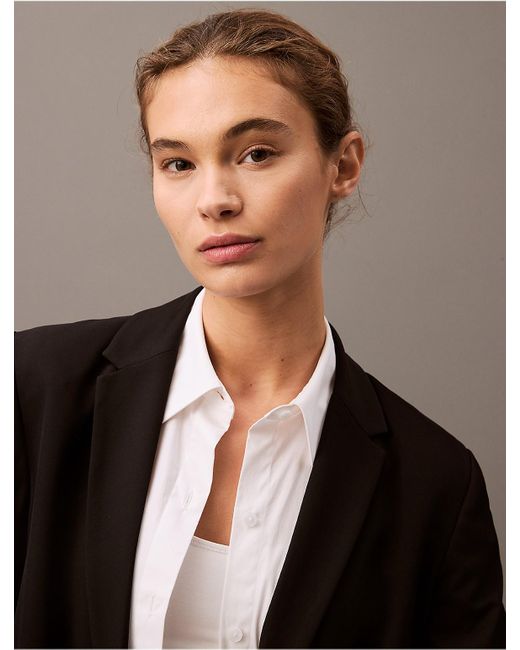 Calvin Klein Blue Soft Crepe Blazer