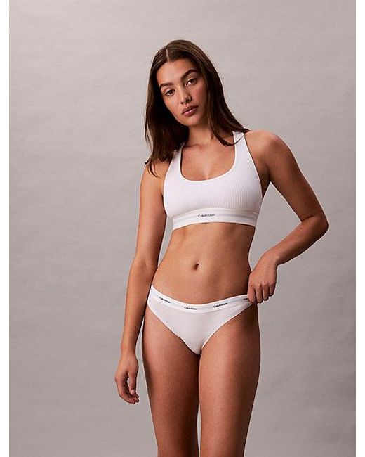 Calvin Klein White Bikini Briefs Cotton Stretch Rib