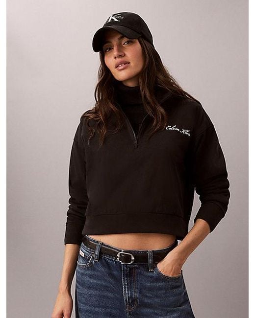 Calvin Klein Blue Logo Cotton Jersey Lounge Sweatshirt