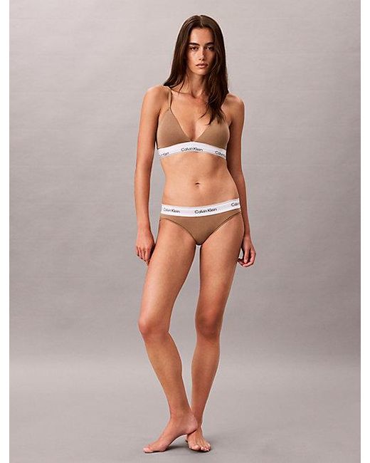 Calvin Klein Brown Lightly Lined Triangle Bralette Icon Cotton Modal
