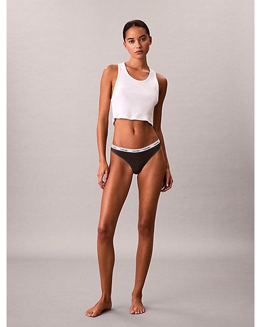 Calvin Klein Gray 3 Pack Thongs Icon Logo