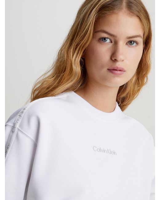 Calvin Klein White Cropped French Terry Sweatshirt