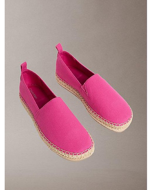 Calvin Klein Pink Tessa Canvas Emblem Logo Espadrilles